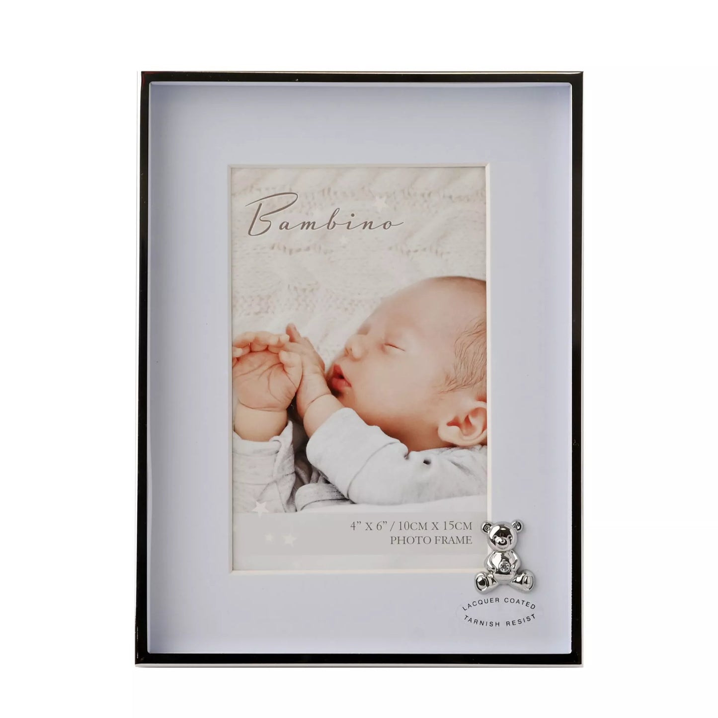 Bambino Metal Plated Frame - 10 x 15cm - Teddy & Blue Mount