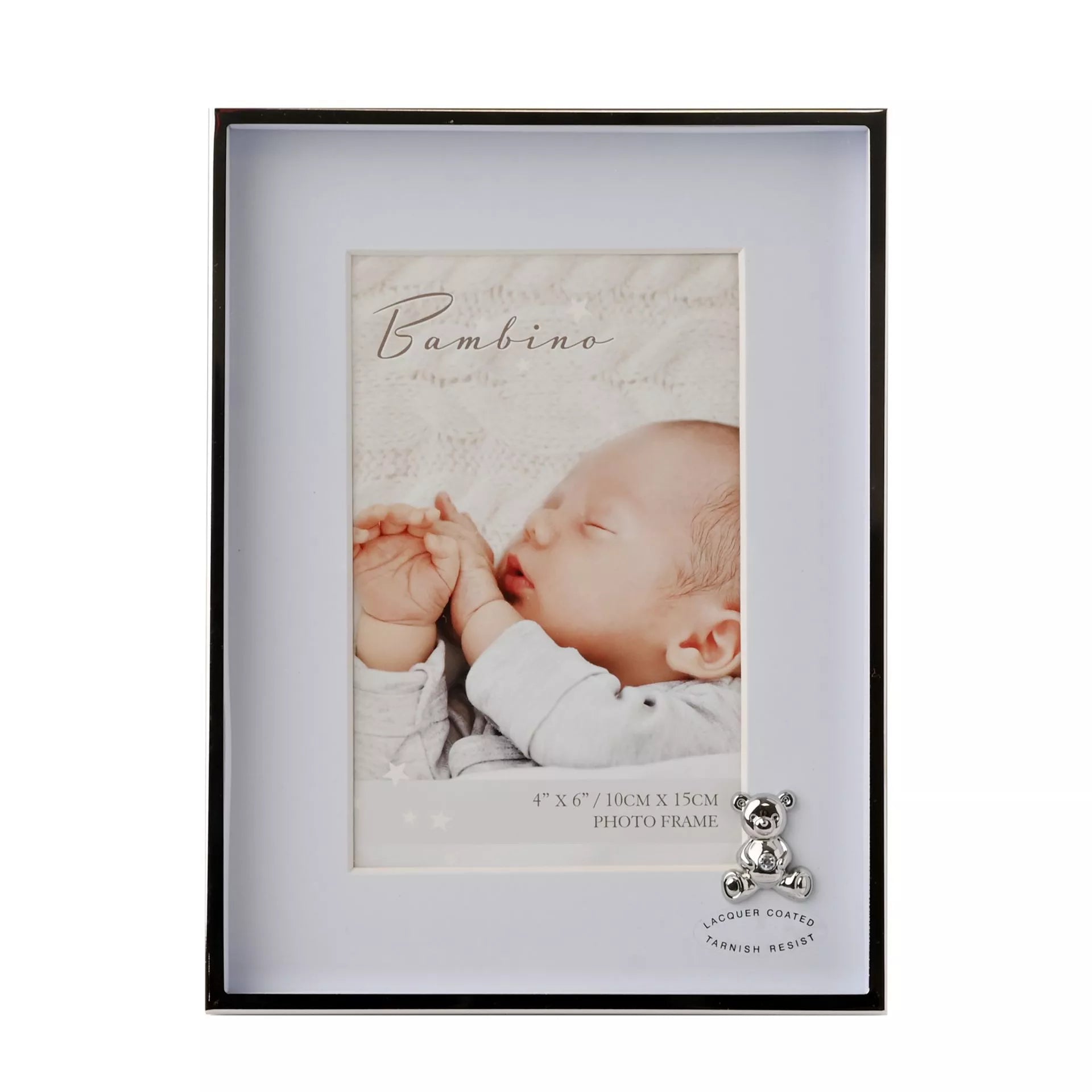 Bambino Metal Plated Frame - 10 x 15cm - Teddy & Blue Mount