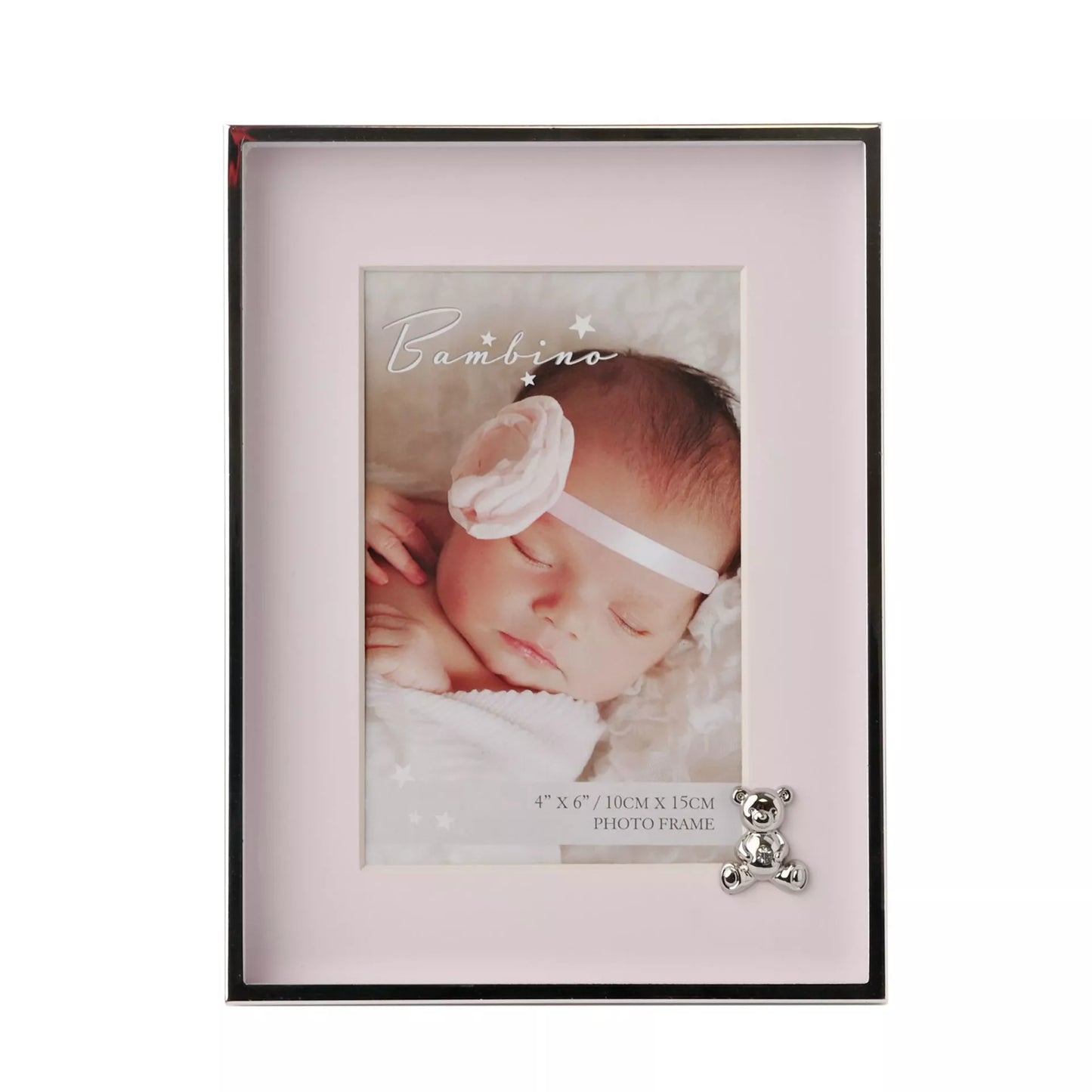 Bambino Metal Plated Frame - 10 x 15cm - Teddy & Pink Mount