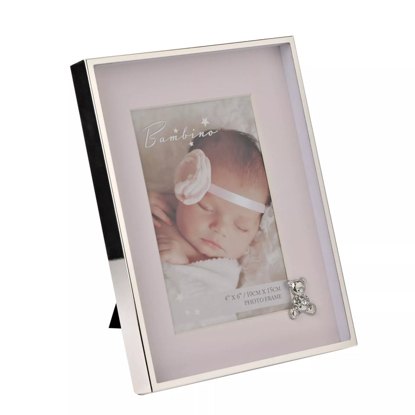 Bambino Metal Plated Frame - 10 x 15cm - Teddy & Pink Mount