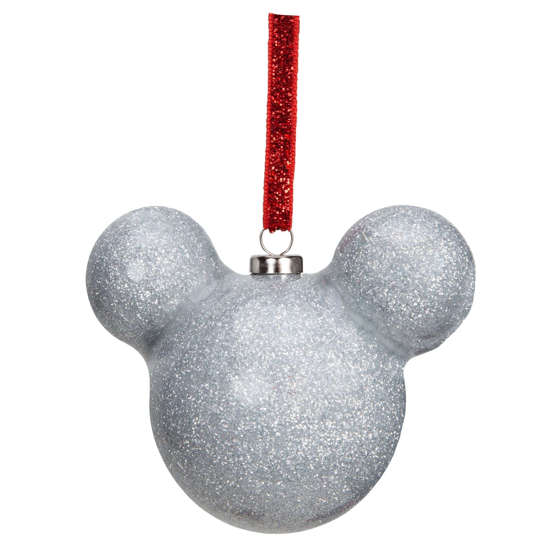 Disney Shaped Glitter Bauble - Silver