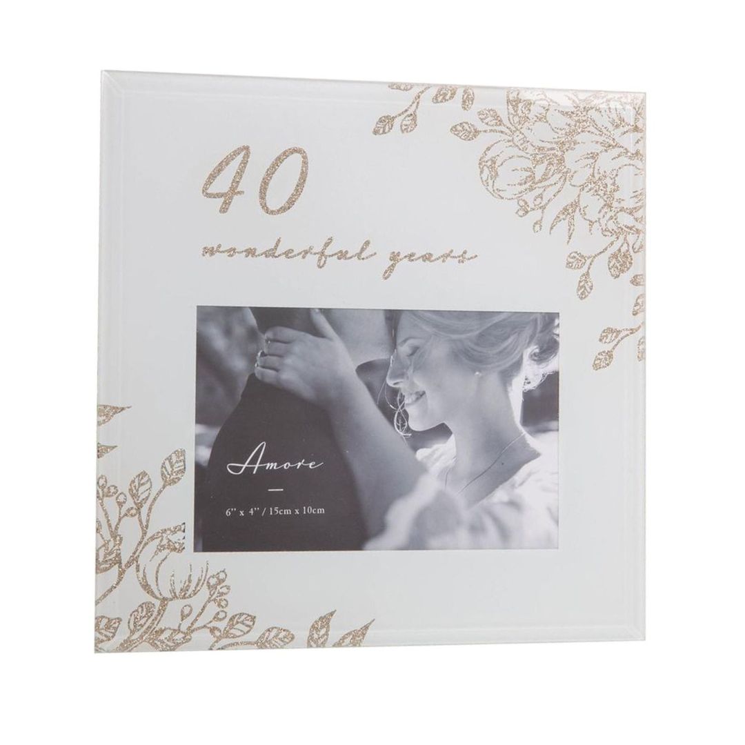 Amore Glass Photo Frame 40 Wonderful Years 10 x 15cm