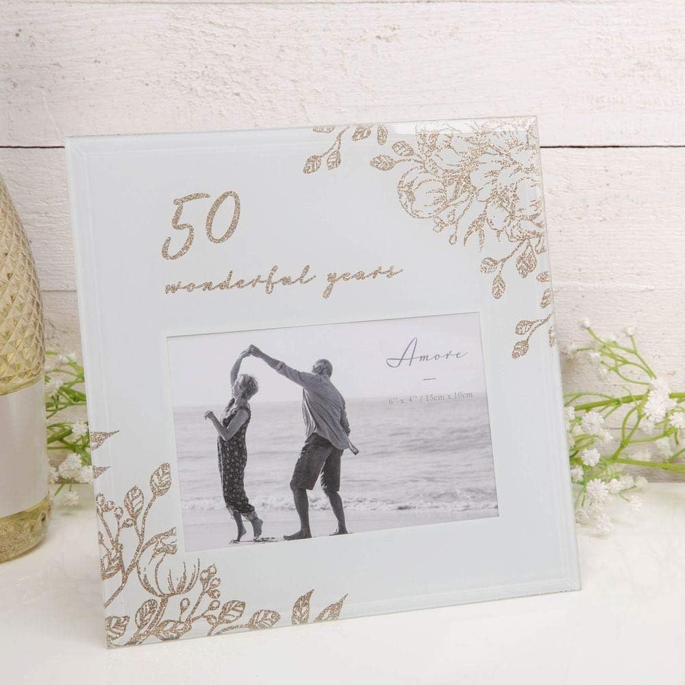 Amore Glass Photo Frame 50 Wonderful Years 10 x 15cm