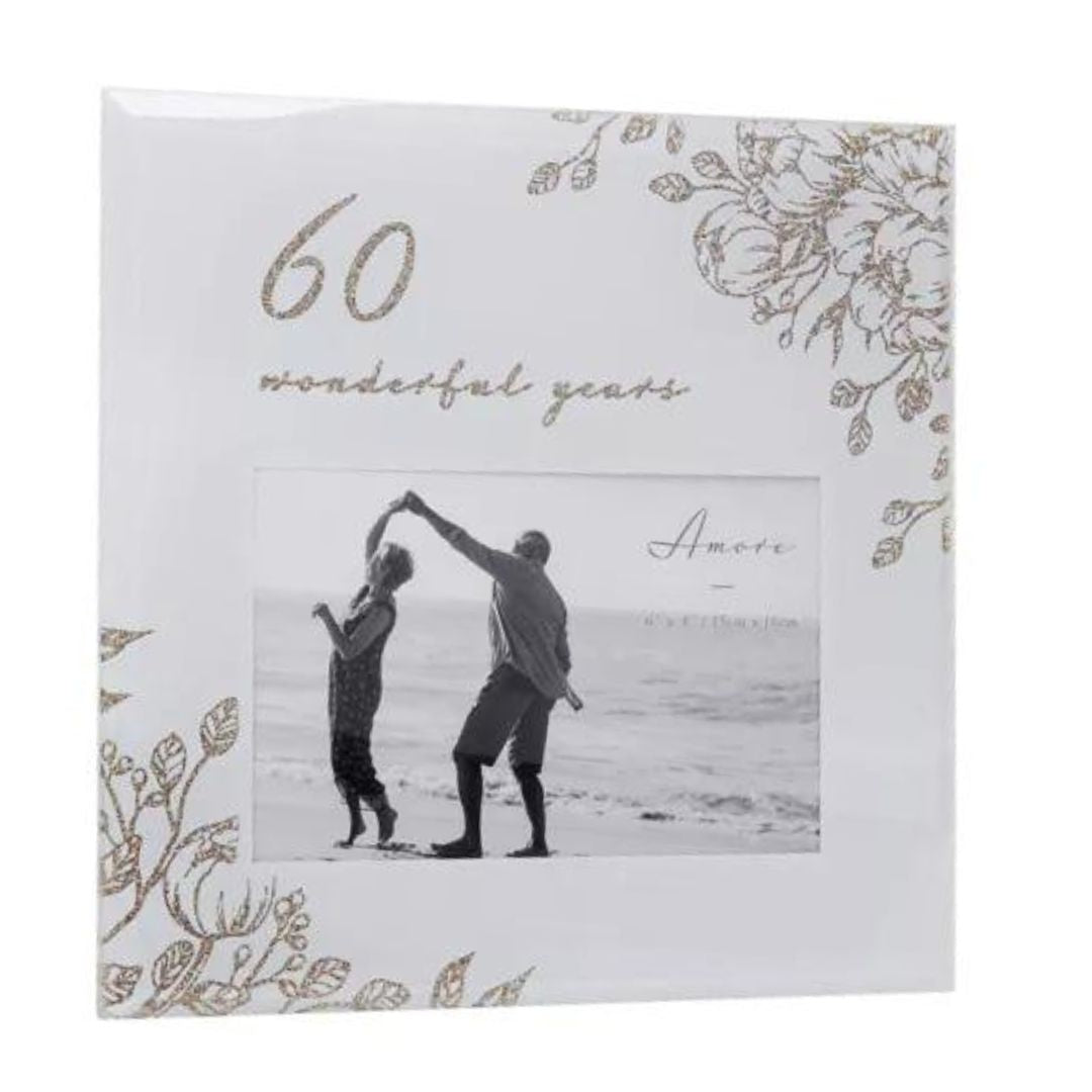 Amore Glass Photo Frame 60 Wonderful Years 10 x 15cm