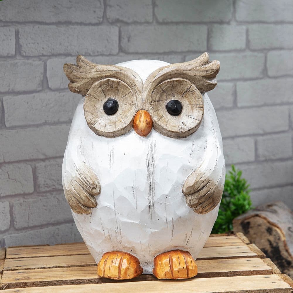 White Owl Garden Ornament 31 x 23 x 21cm