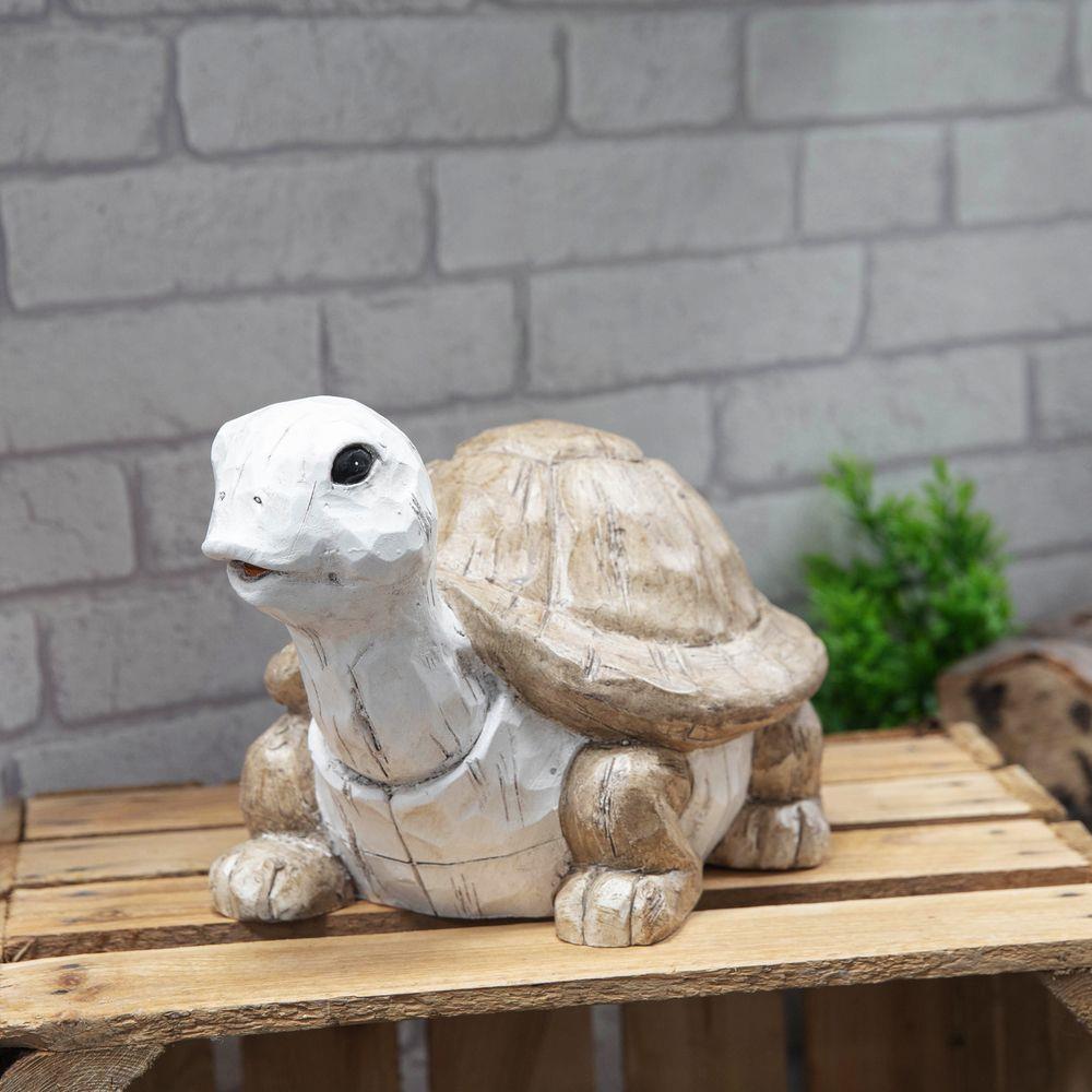 White Tortoise Garden Ornament Sculpture  19 x 31 x 20cm