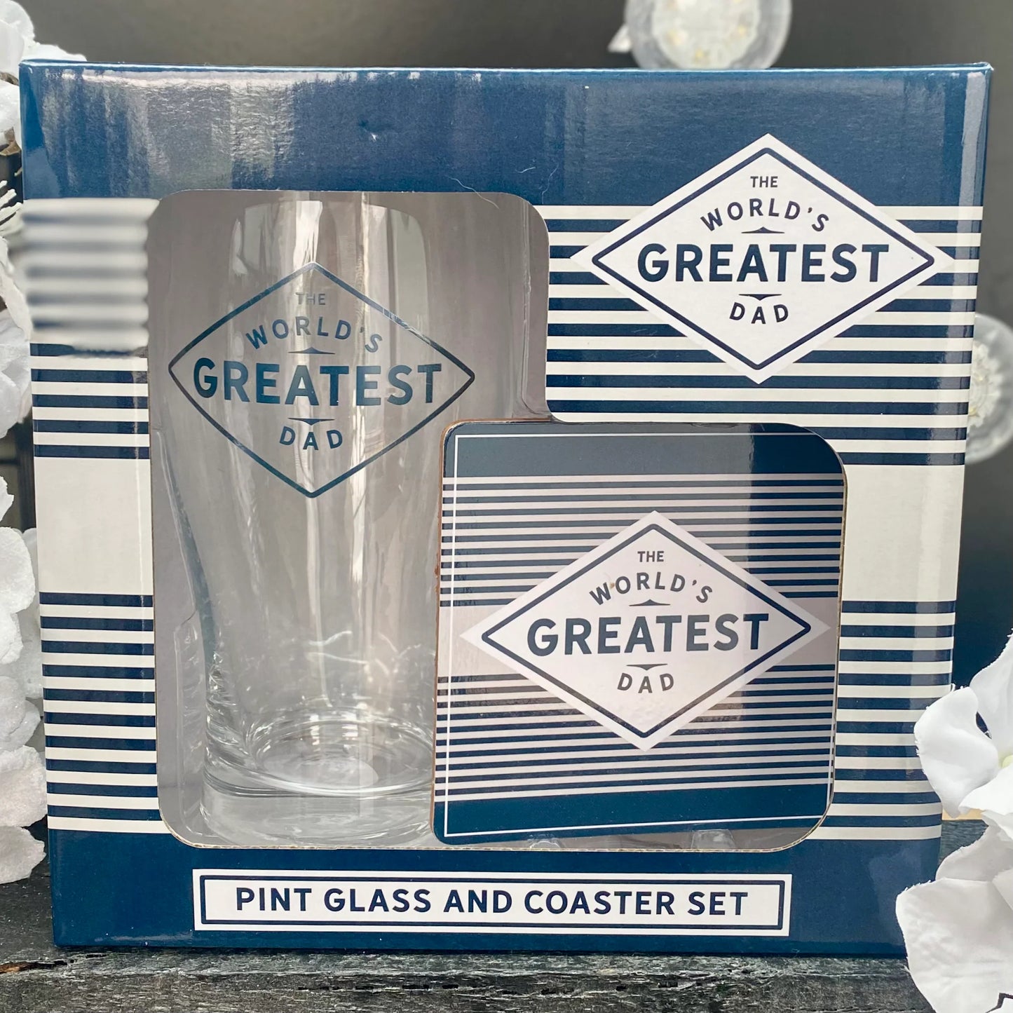 The World's Greatest Dad Beer Glass & Coaster Set