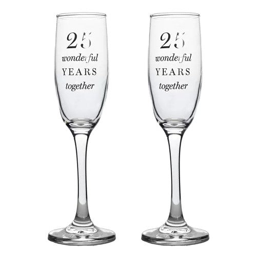 Amore Champagne Set Of 2 Flutes 25 Wonderful Years Together