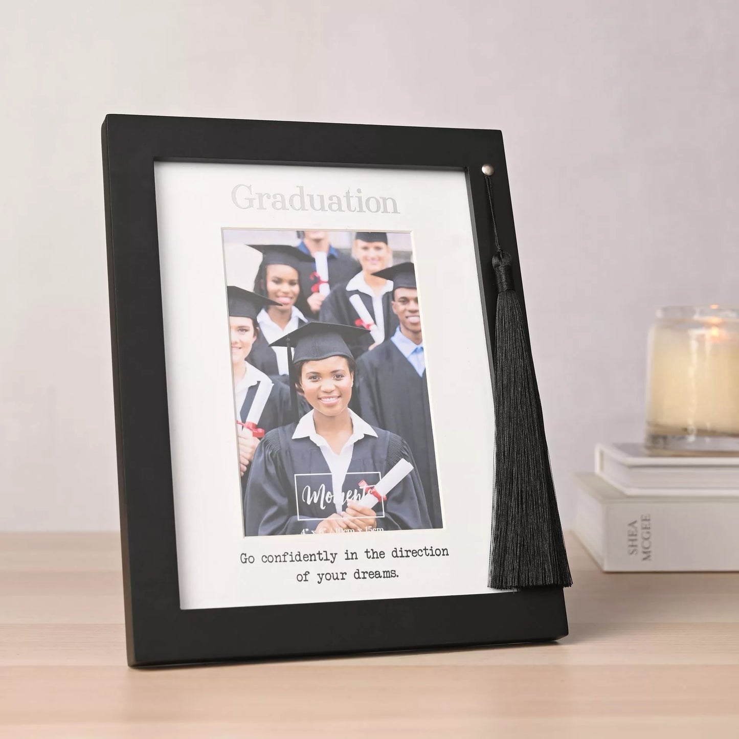 Moments - Black Photo Frame With Tassels 10 x 15cm - Graduation