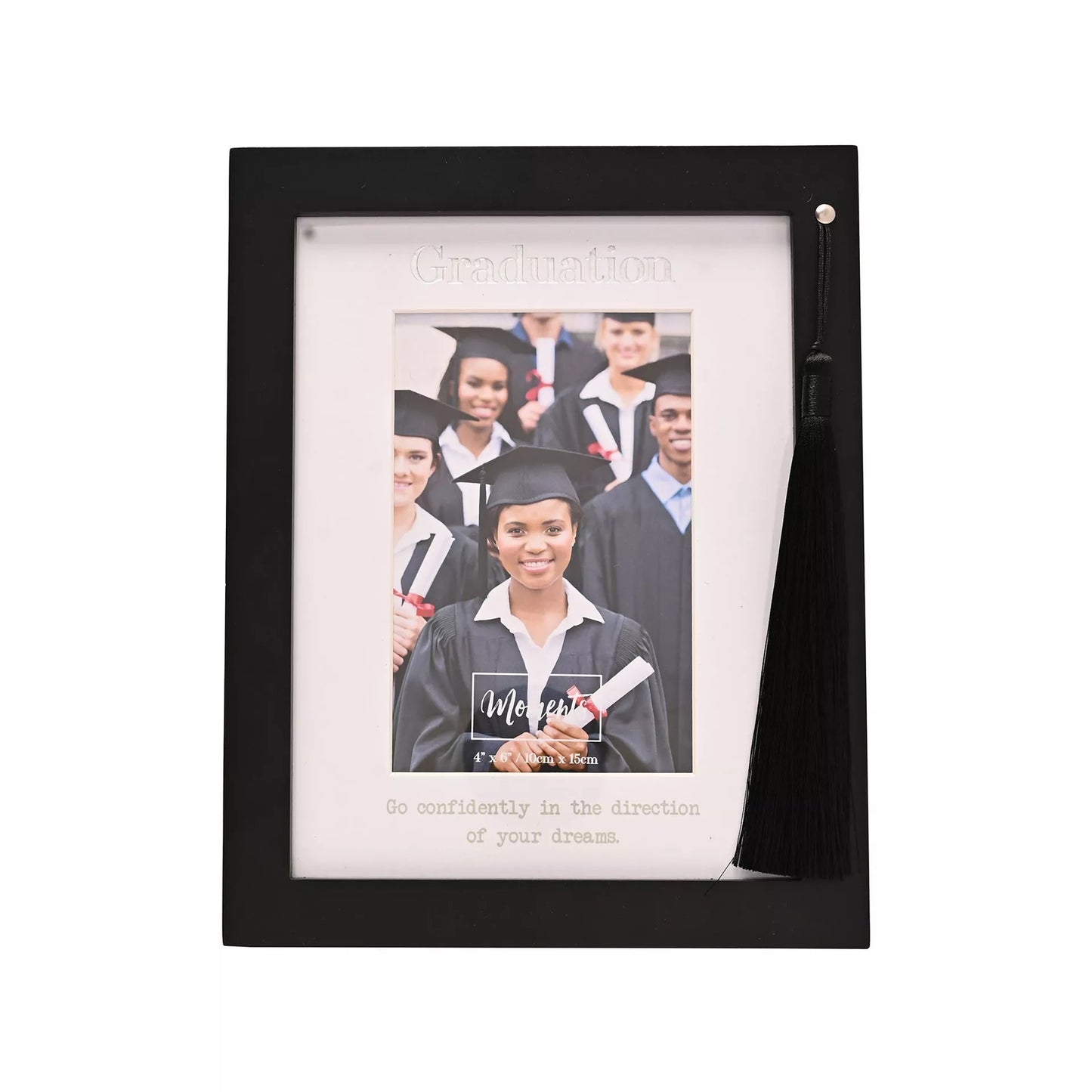 Moments - Black Photo Frame With Tassels 10 x 15cm - Graduation