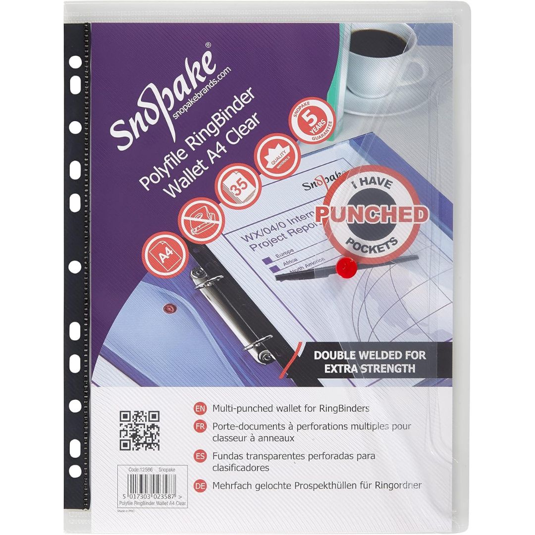 A4 Snopake Polyfile RingBinder Wallet Clear