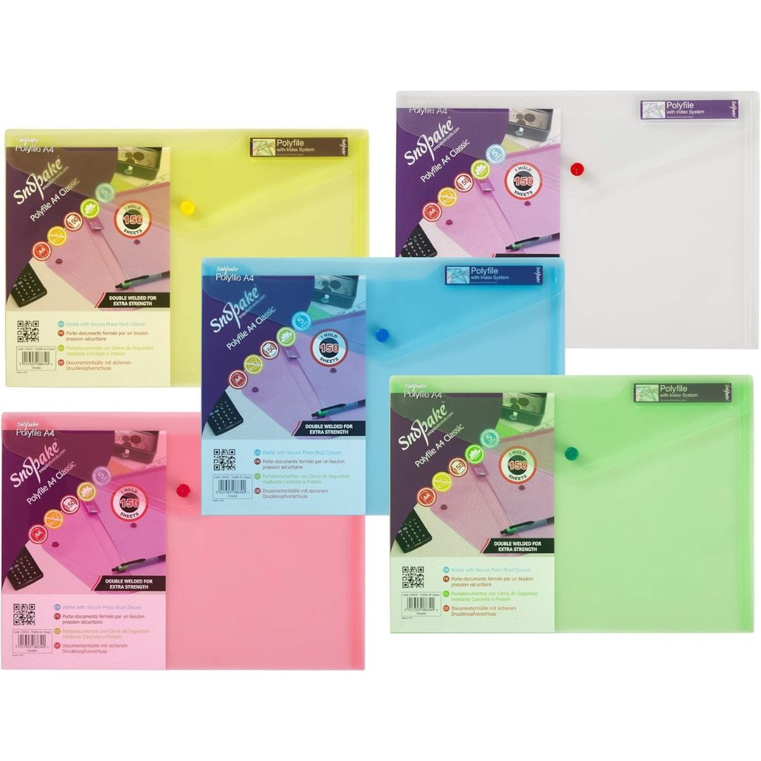 A4 Snopake Polyfile Classic Button Folder x 1pc Assortment