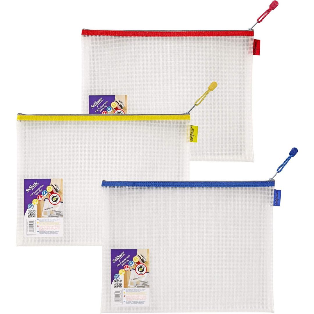 A4 Snopake Eva Mesh Clear Zippa Bag x 1pc Assortment