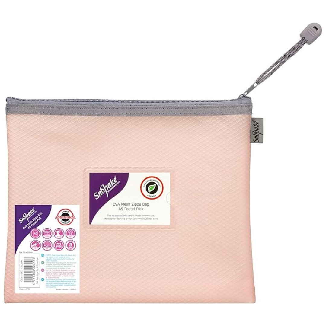 A5 Snopake EVA Mesh Zippa Bag - Pastel Pink