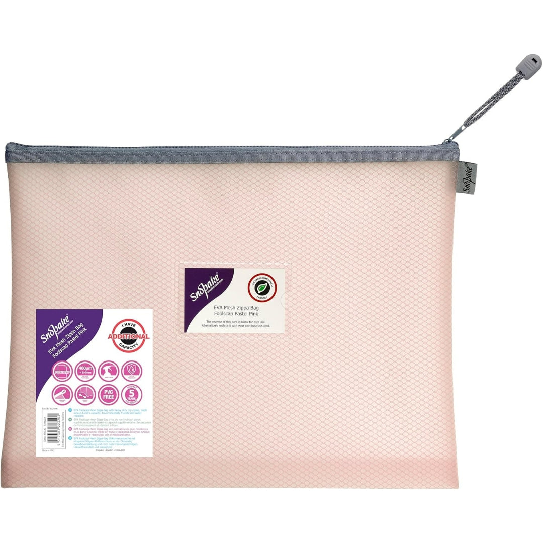 Foolscap Snopake EVA Mesh Zippa Bag - Pastel Pink