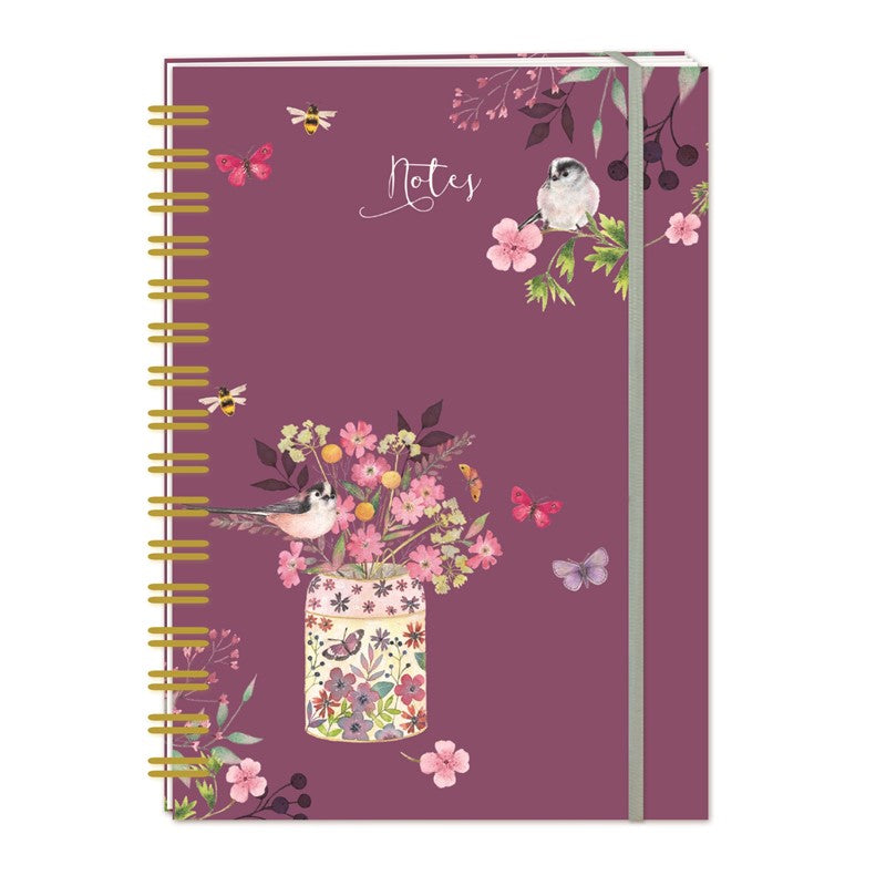 A5 Hardcover Wired Notebook Flower Pot Bird