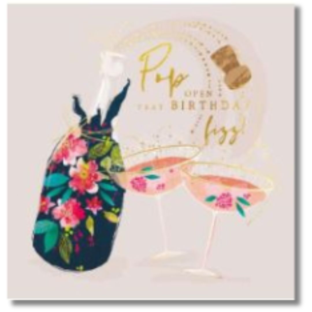 Noel Tatt Pop Open That Birthday Fizz! - Greeting Card