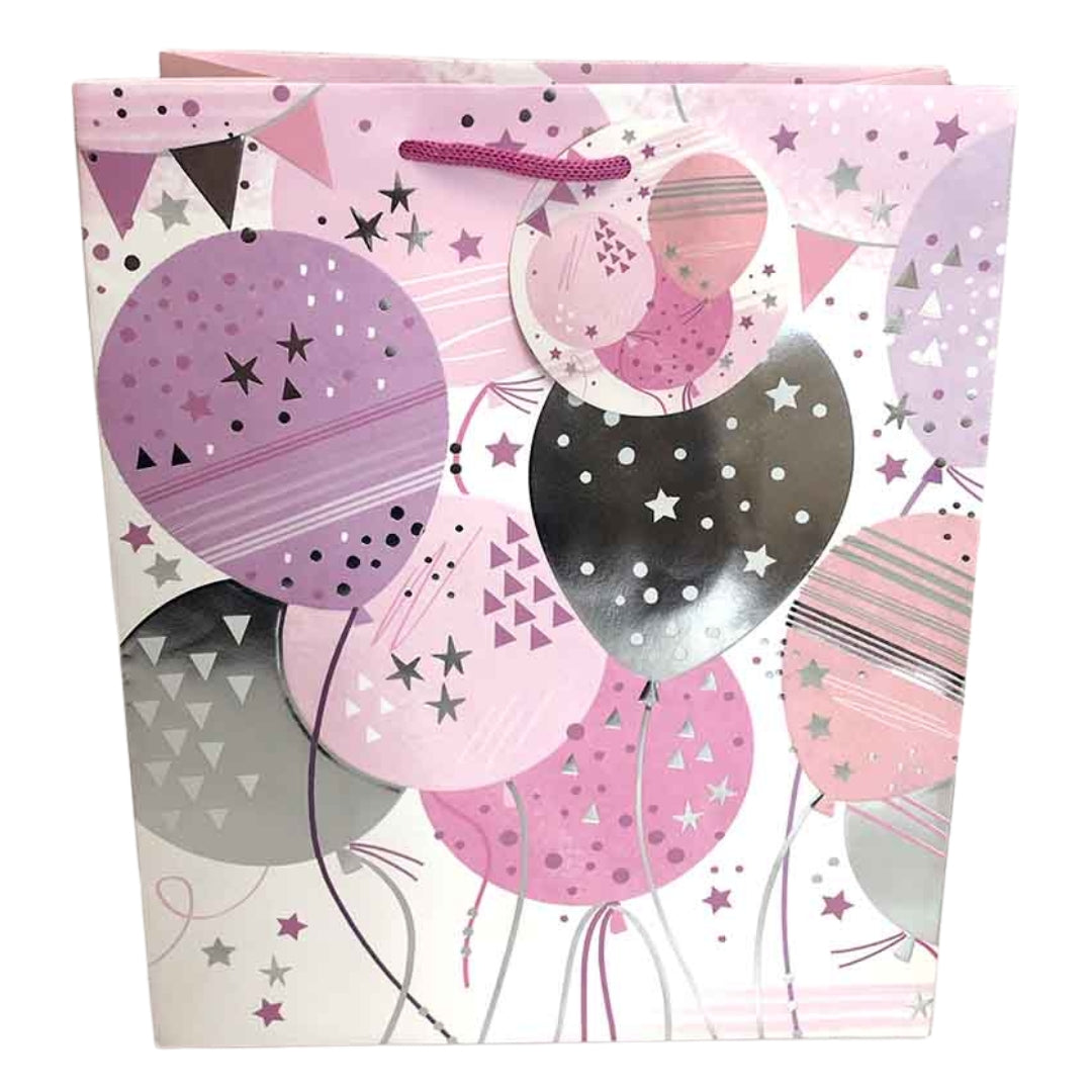 Noel Tatt Gift Bag Medium 31 x 26cm - Pink Balloons