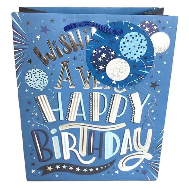 Noel Tatt Gift Bag Blue Happy Birthday Small 23 x 19cm