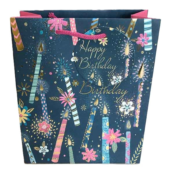 Noel Tatt Gift Bag Happy Birthday With Candles Small 23 x 19cm