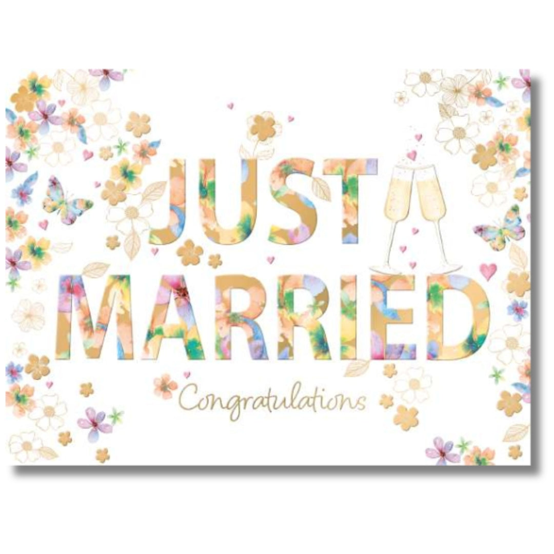Noel Tatt Just Married Congratulations - Greeting Card