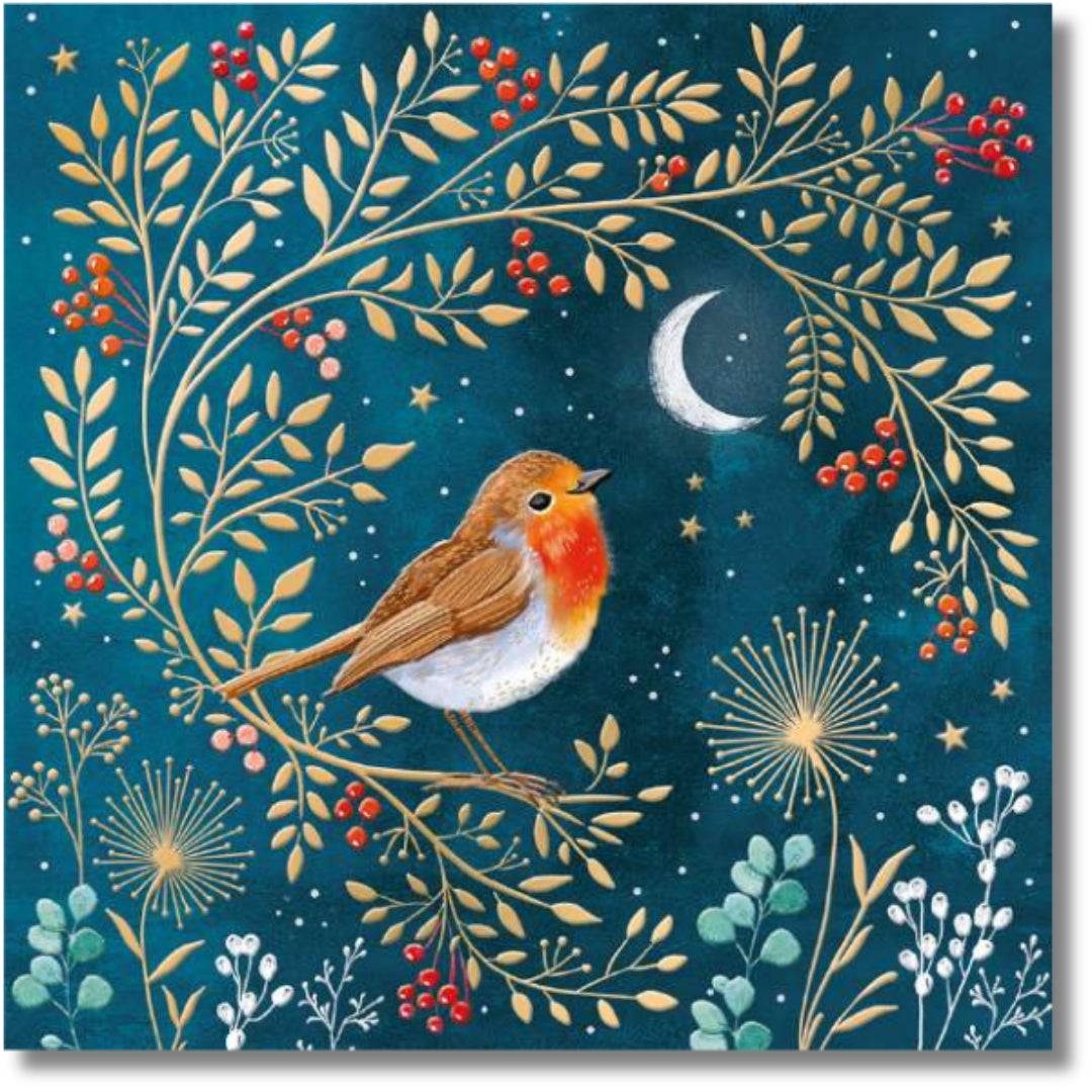 Noel Tatt A Box Of 8 Christmas Cards - Robin