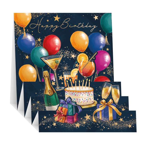 Noel Tatt Zig Zag Happy Birthday - Greeting Card