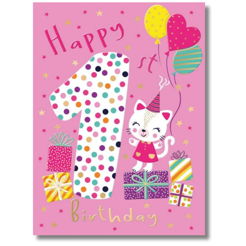 Noel Tatt Happy 1st Birthday - Greeting Card