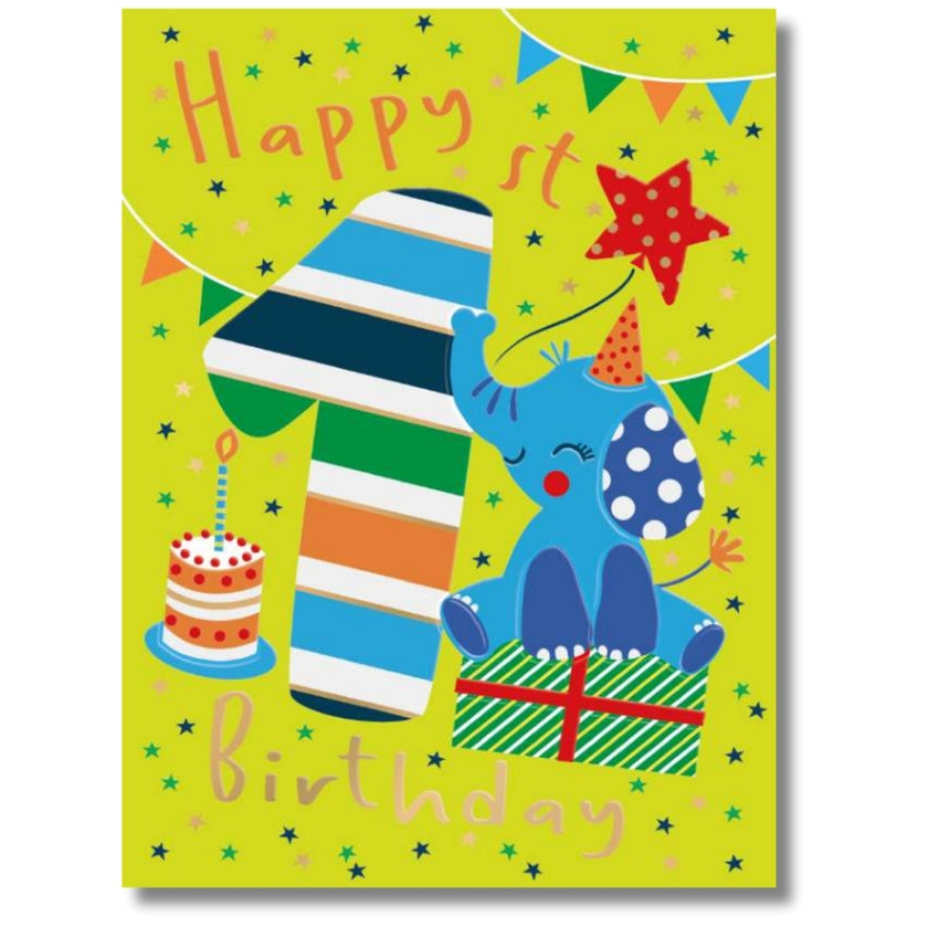 Noel Tatt Happy 1st Birthday - Greeting Card