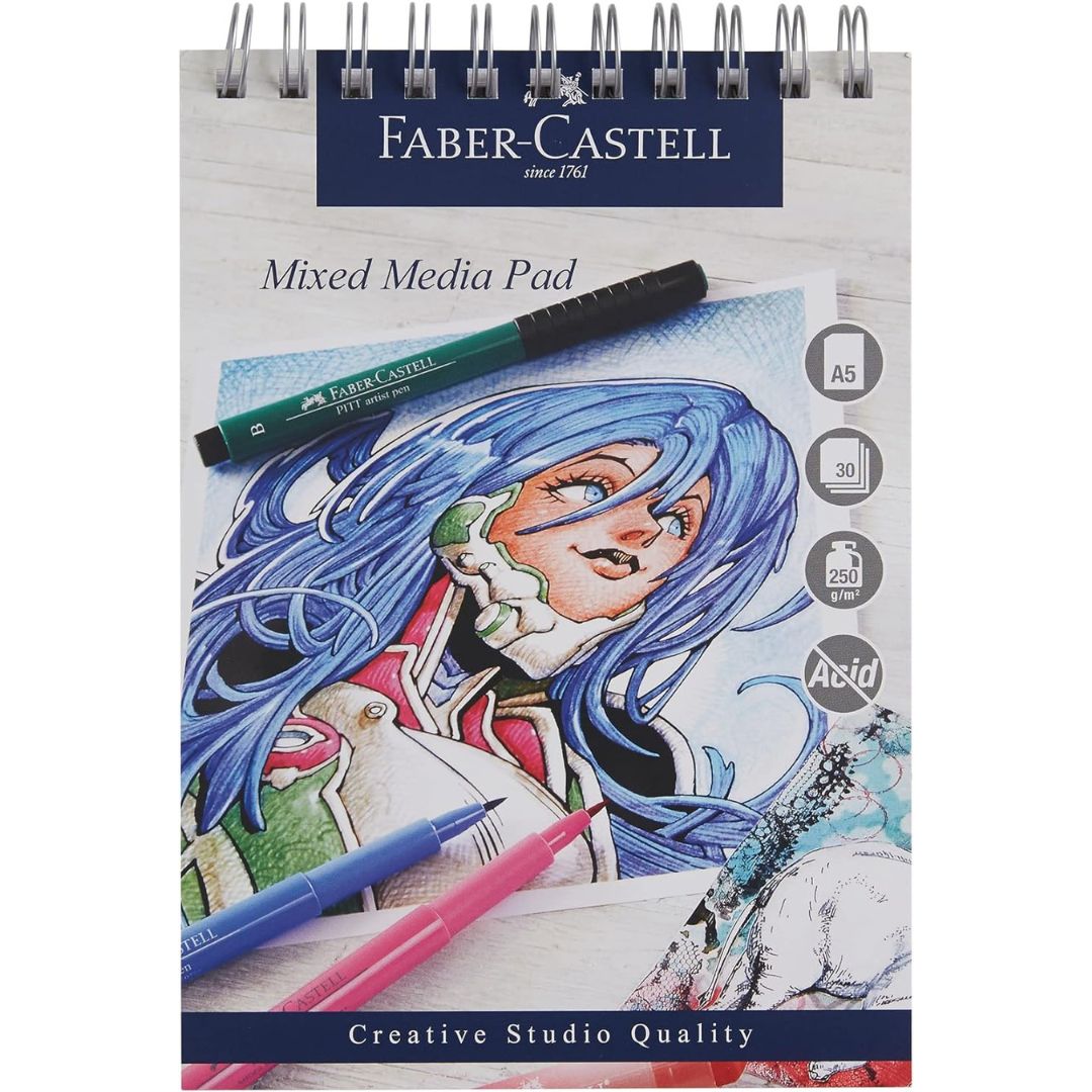 A5 Faber-Castell Mixed Media Spiral Pad Of 30 Sheets x 250gsm