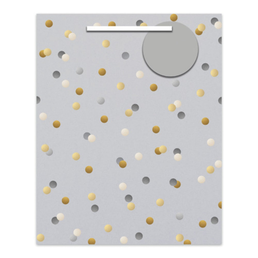 Carlton Gift Bag Small 24 x 19.5cm - Silver/Gold Dots