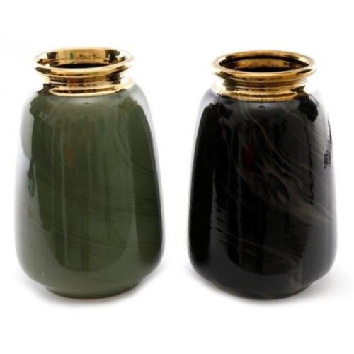 Silplc Black & Gold / Green & Gold Ceramic Vase 23 x 16 x 16cm x1pc Assortment