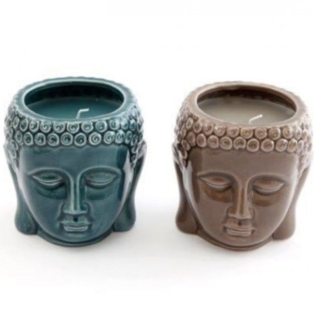 Ceramic Buddha Candles In Pots 17cm x 1pc Assortment