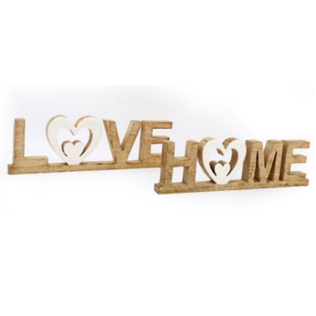 Sil Wooden Plaque 42cm - Home/Love x 1pc Assortment