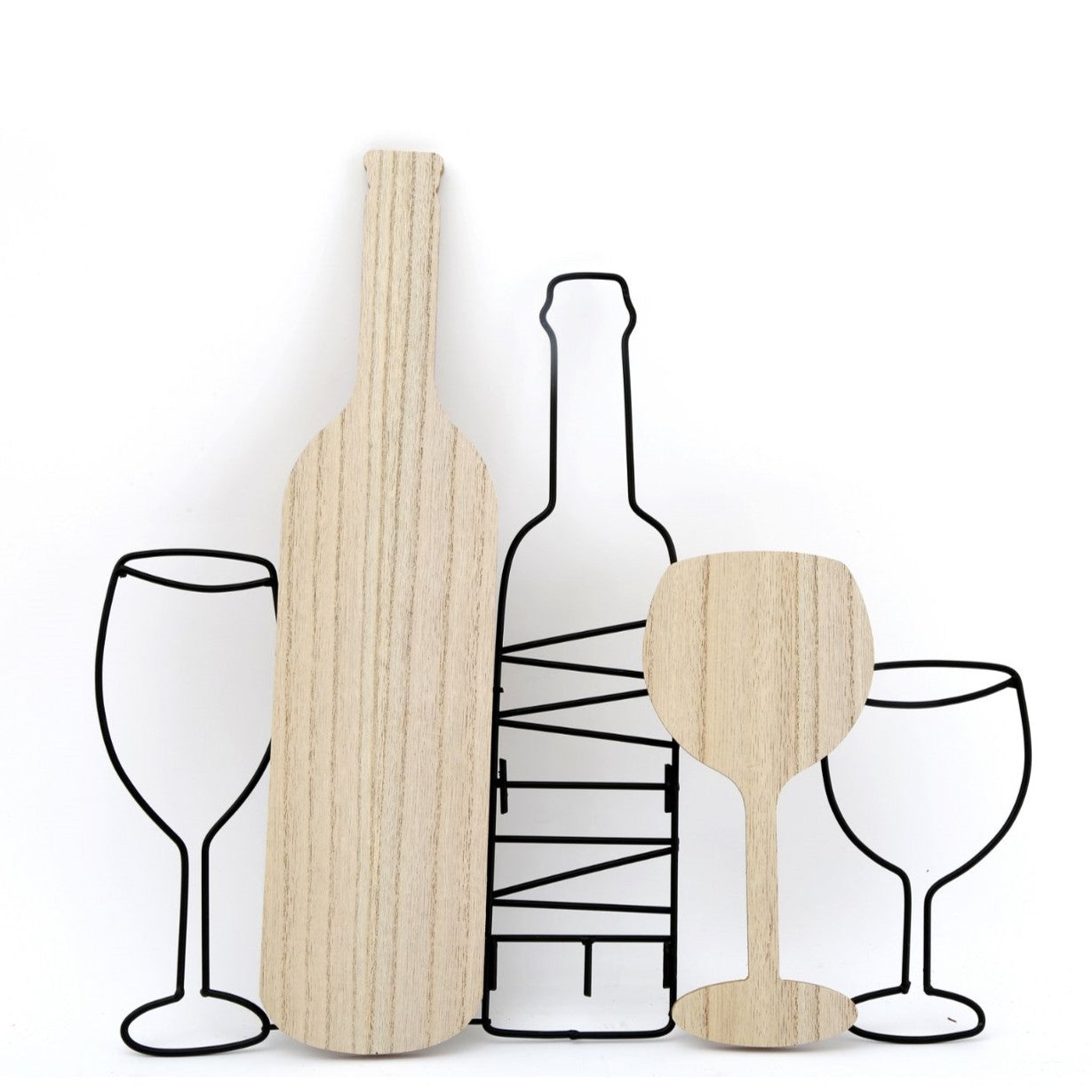 Sil Wine Bottle & Glasses Wall Decoration 40 x 42cm