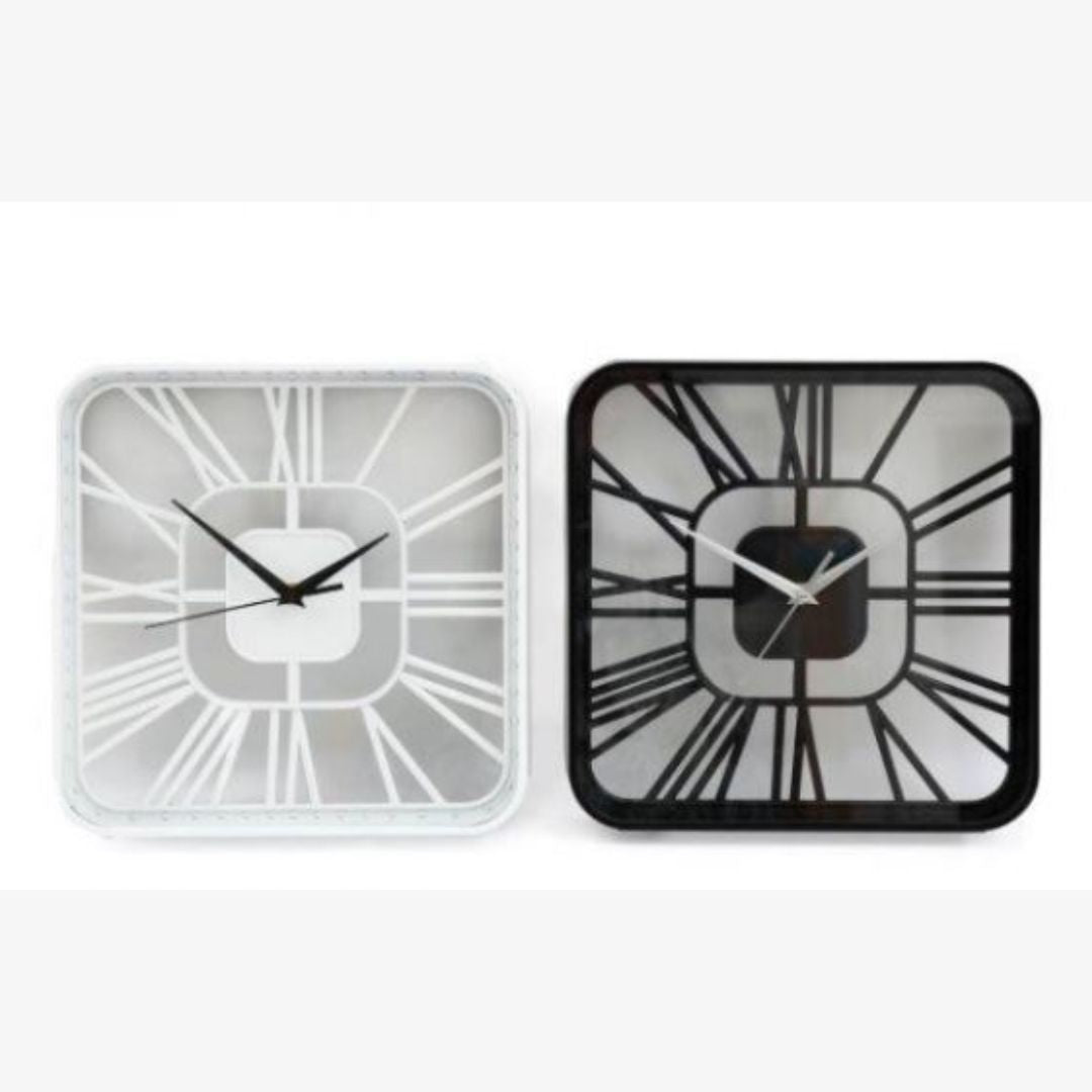 Wall Clock Square Black/White 80cm x 1pc Assortment