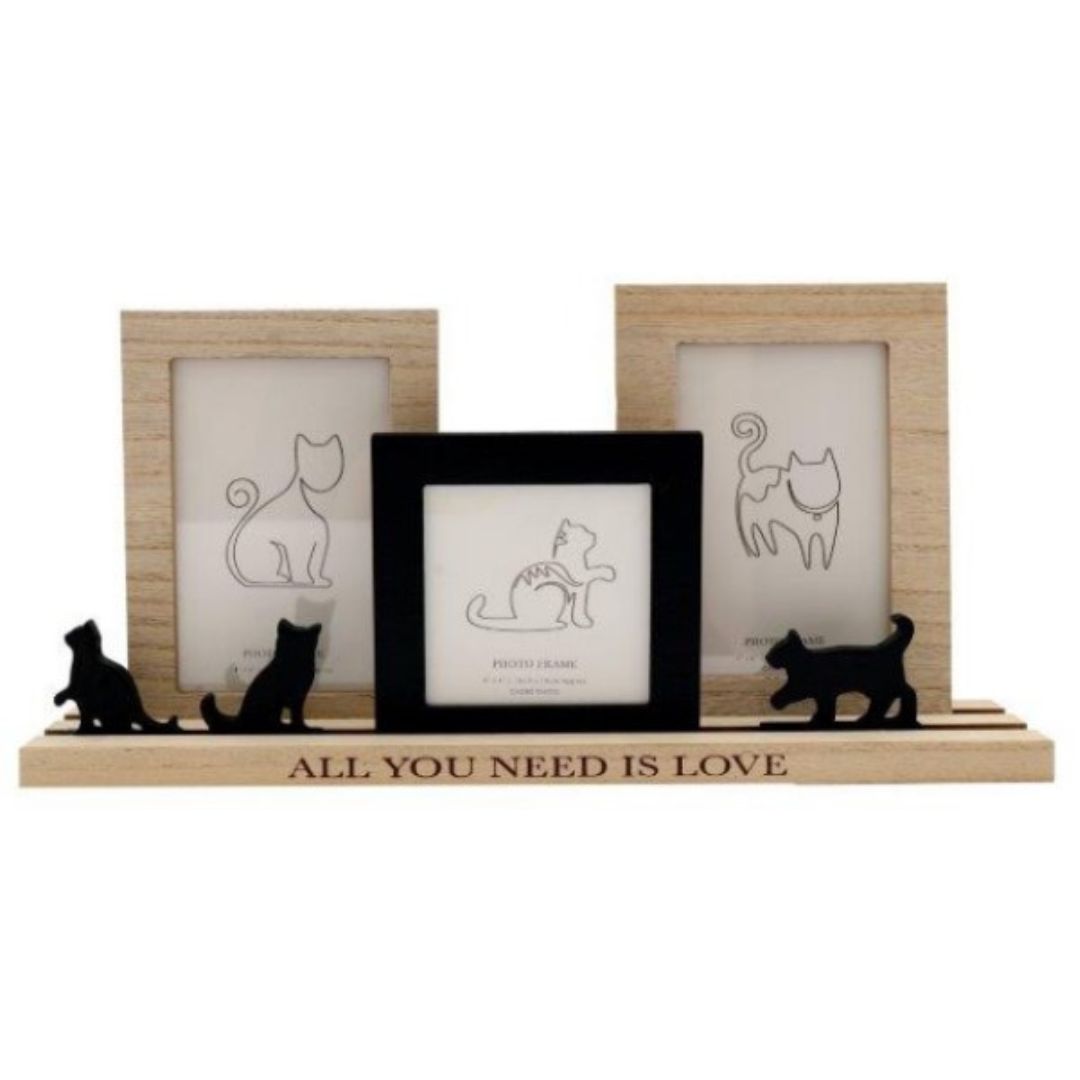 Sil Set Of 3 Photo Frames - All You Need Is Love - Cat