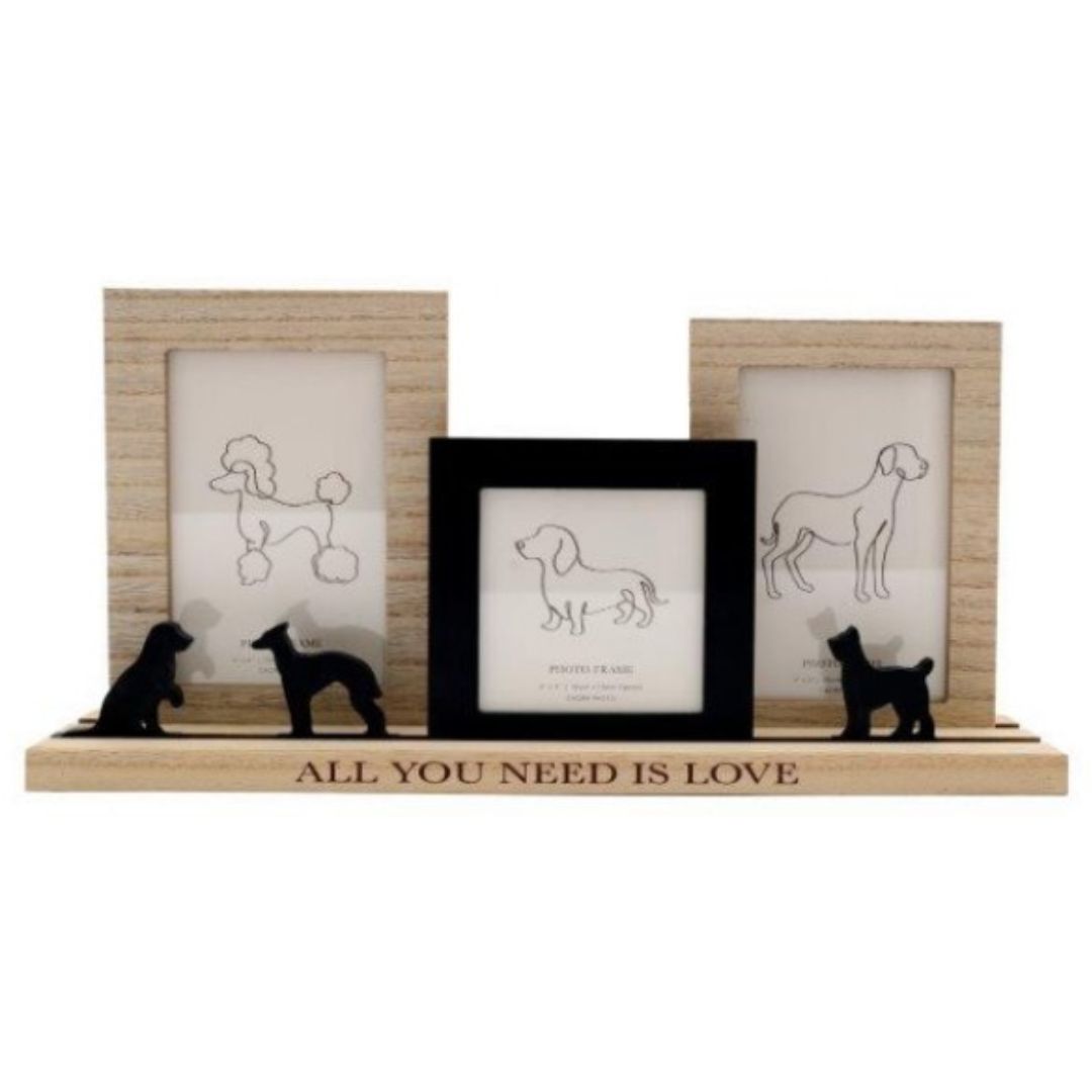 Sil Set Of 3 Photo Frames - All You Need Is Love - Dog