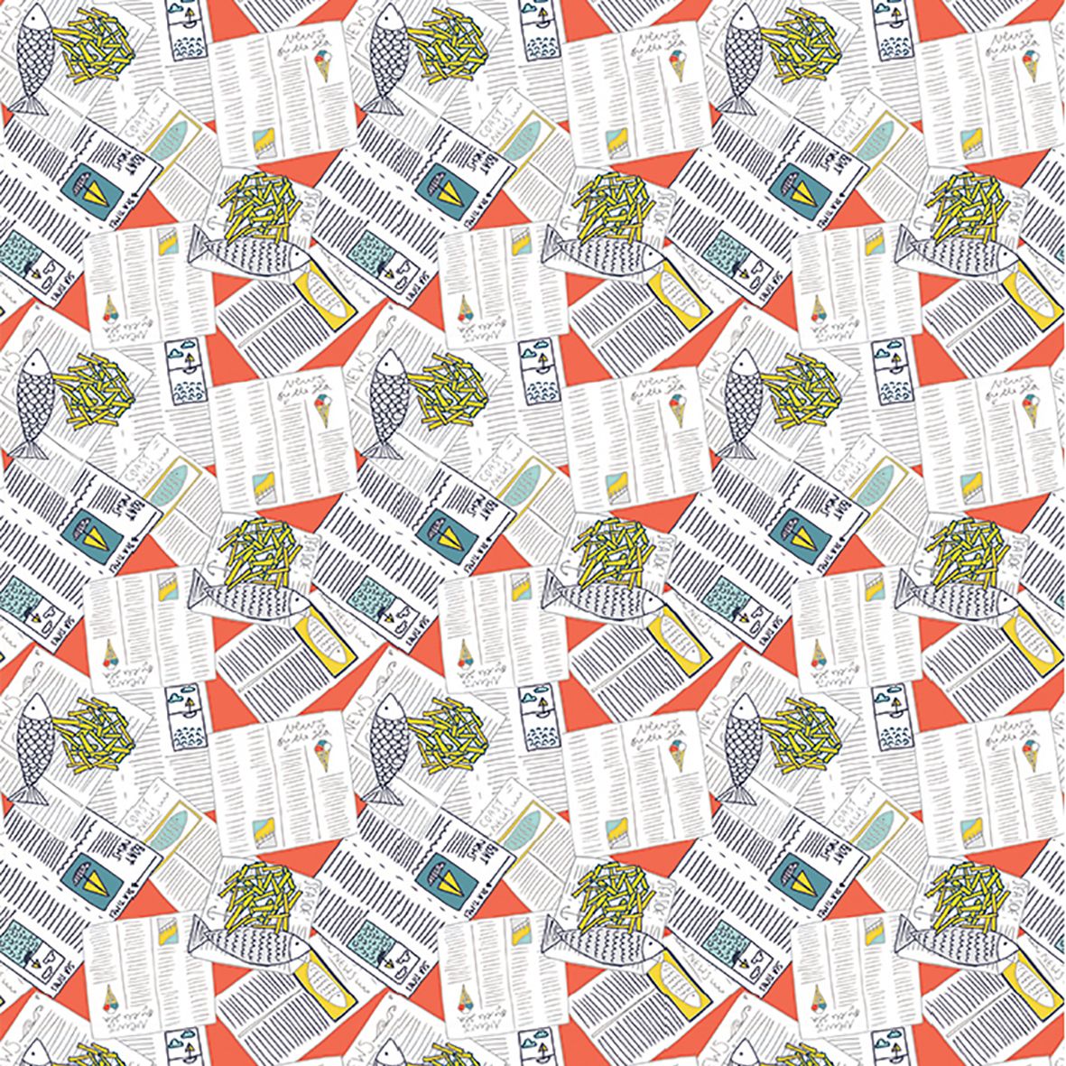 Gift Wrapping Paper 50 x 70cm Fish & Chips