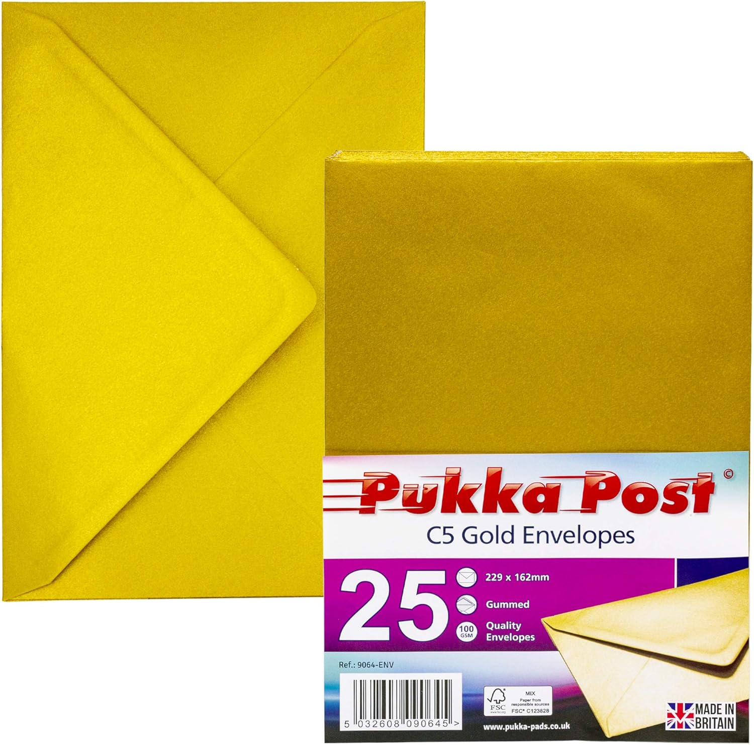 Pukka C5 Gold Envelopes 162x229mm x25pcs