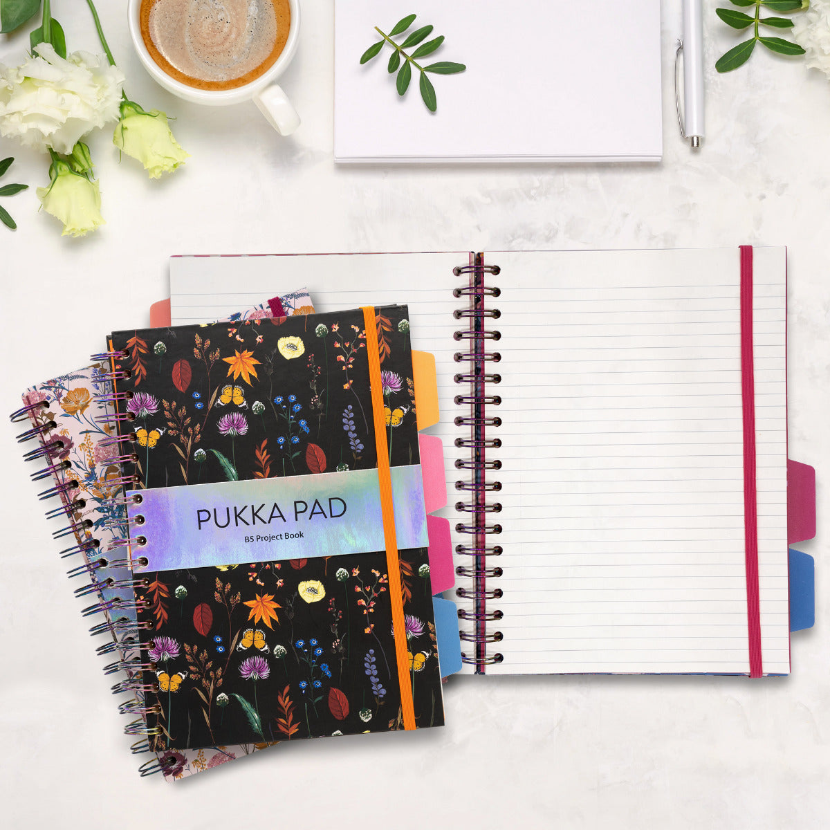 B5 Pukka Pad Bloom Hardcover Lined Project Book - Various Colours