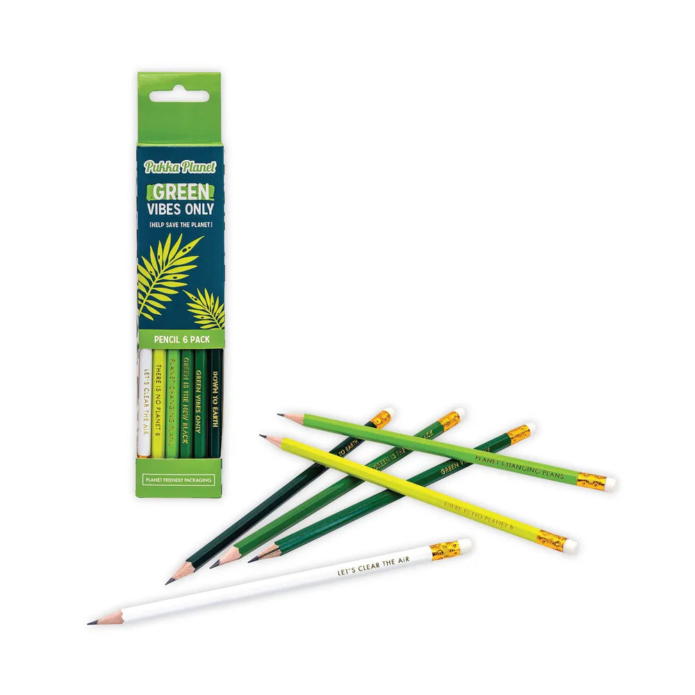 Pukka Planet "Green Vibes Only" Pencils - 6 Pack