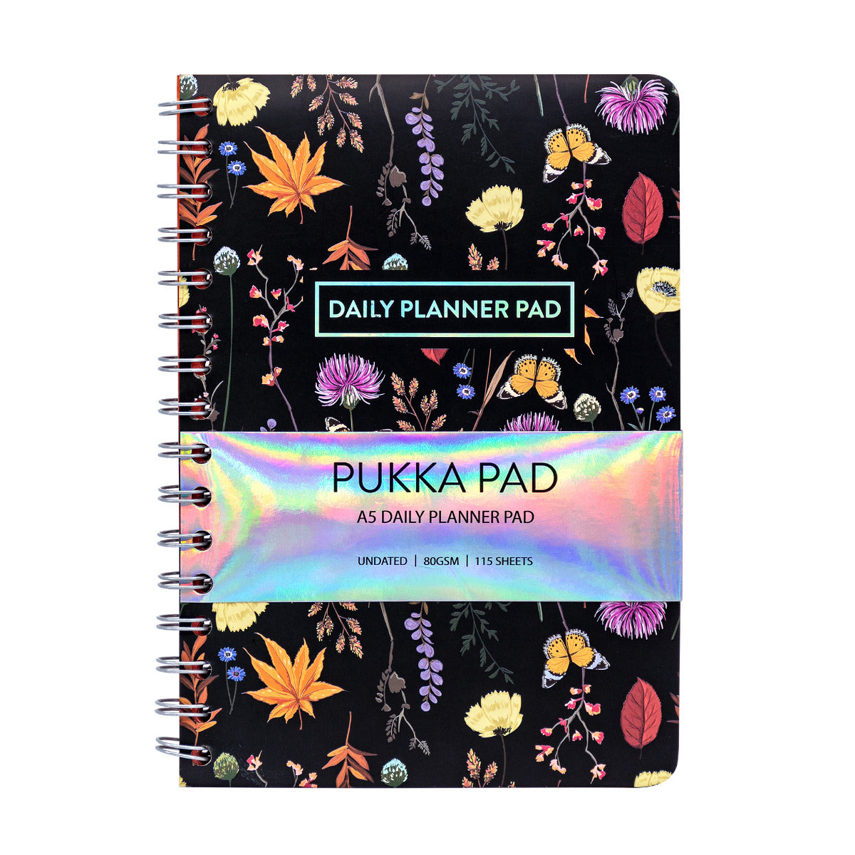 A5 Pukka Pad Lined Daily Planner Pad - Bloom Black