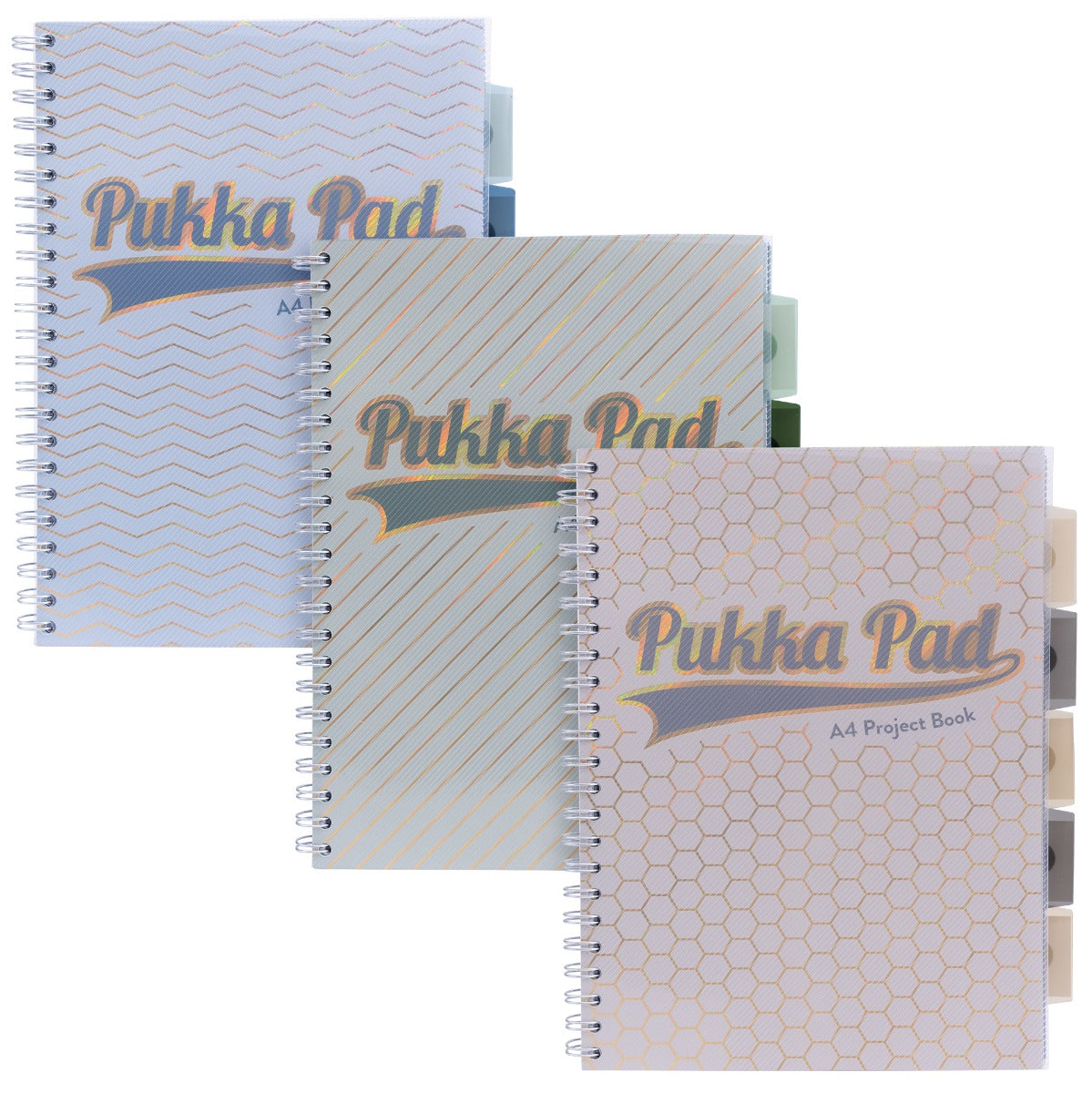 A4 Pukka Pads Side-Spiral Lined Project Book With 5 Dividers - Haze Taupe