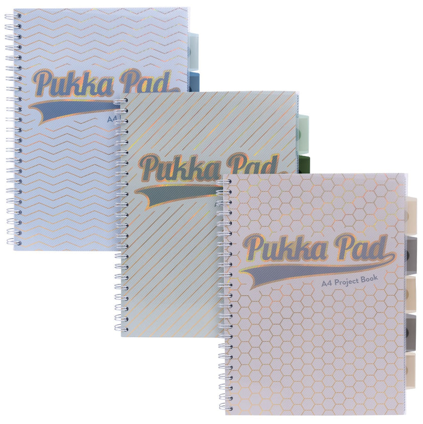 A4 Pukka Pads Side-Spiral Lined Project Book With 5 Dividers - Haze Taupe