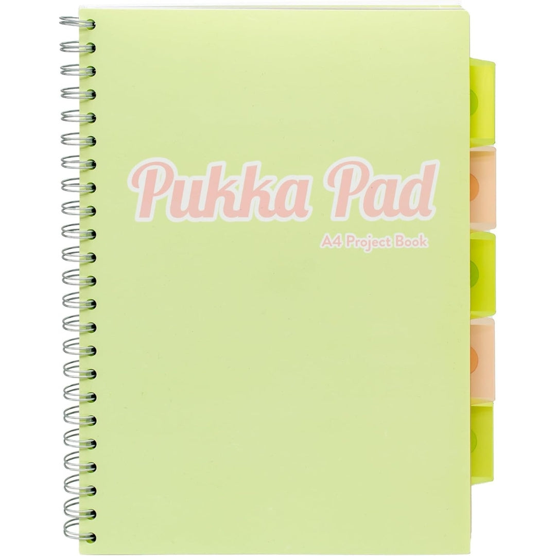 A4 Pukka Pad Side-Spiral Lined Project Book With Dividers - Pastel - Various Colours