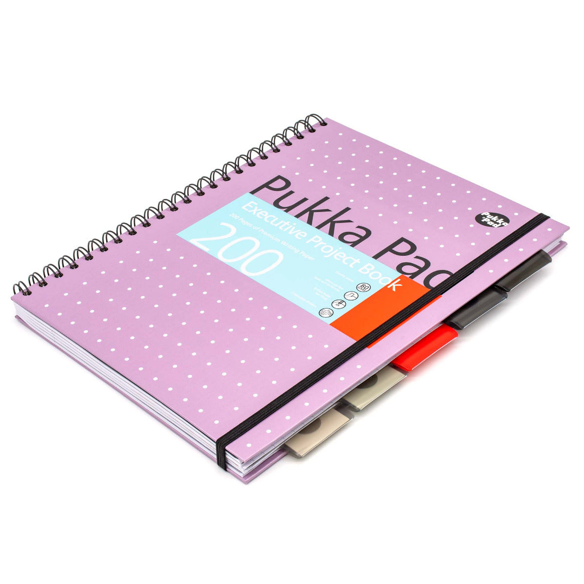 A4 Pukka Pads Side-Spiral Lined Project Book With 5 Dividers - Metallic Executive Purple