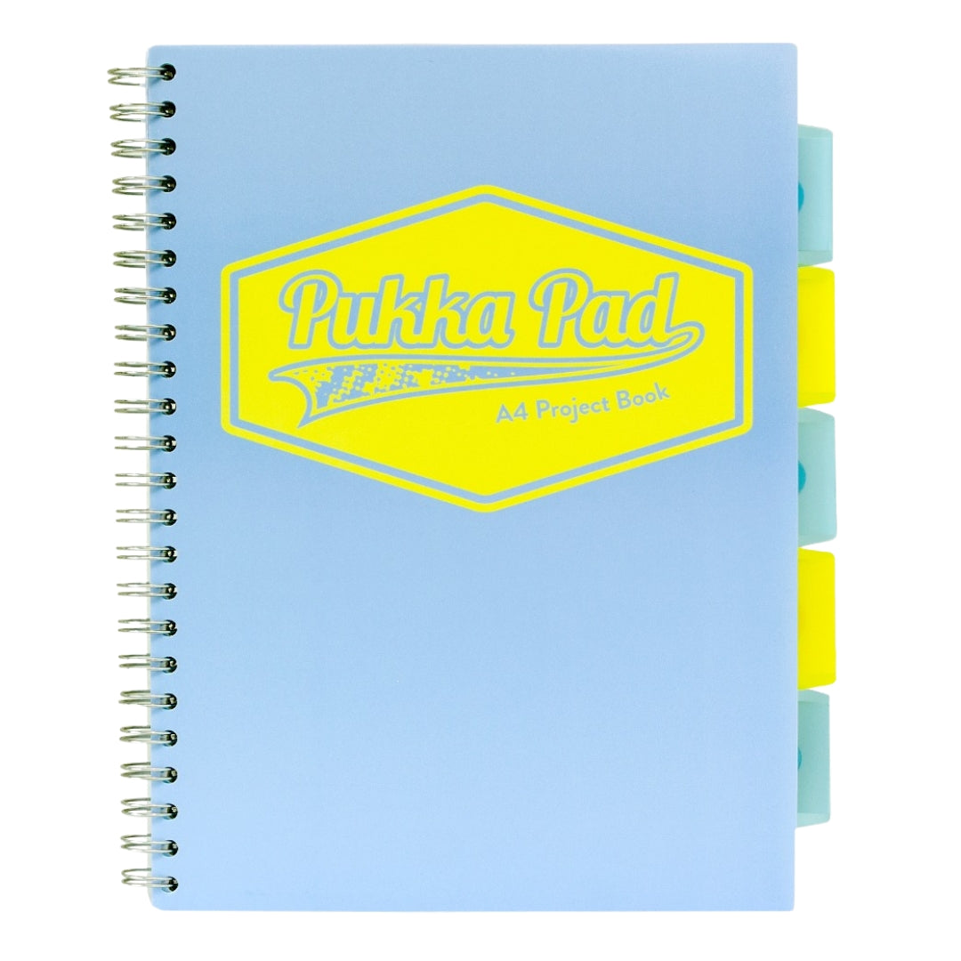 A4 Pukka Pads Side-Spiral Lined Project Book With 5 Dividers - Pastel Blue