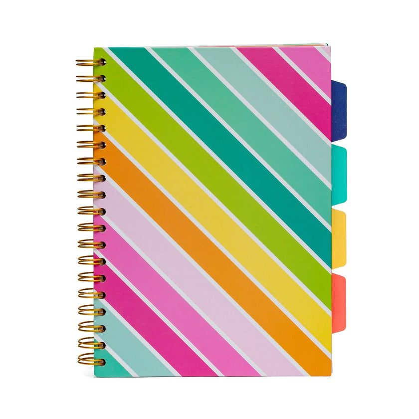 B5 Carpe Diem Side-Spiral Lined Project Book With Dividers - Colour Wash - Stripes