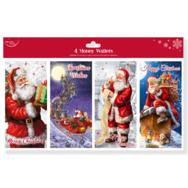 North Pole 4 Money Wallet Assortment Santa Claus